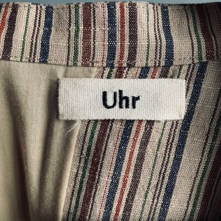 uhr ウーア 会津木綿 スリットジャケット 伝統工芸 ノーカラー