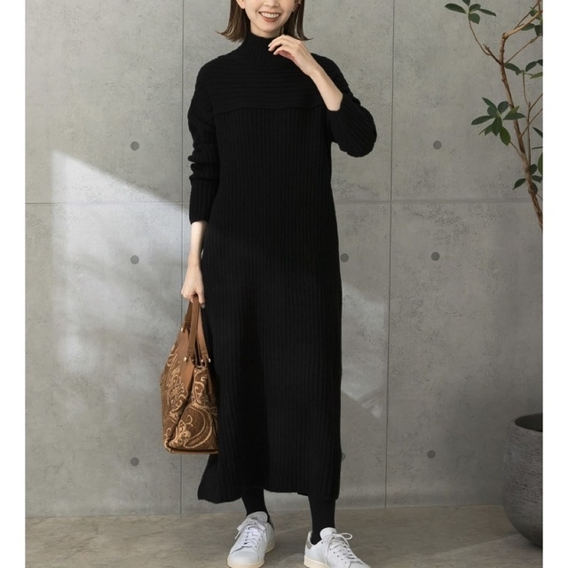 期間限定お値下げ】リブハイネック ロングニット ワンピース - ロング