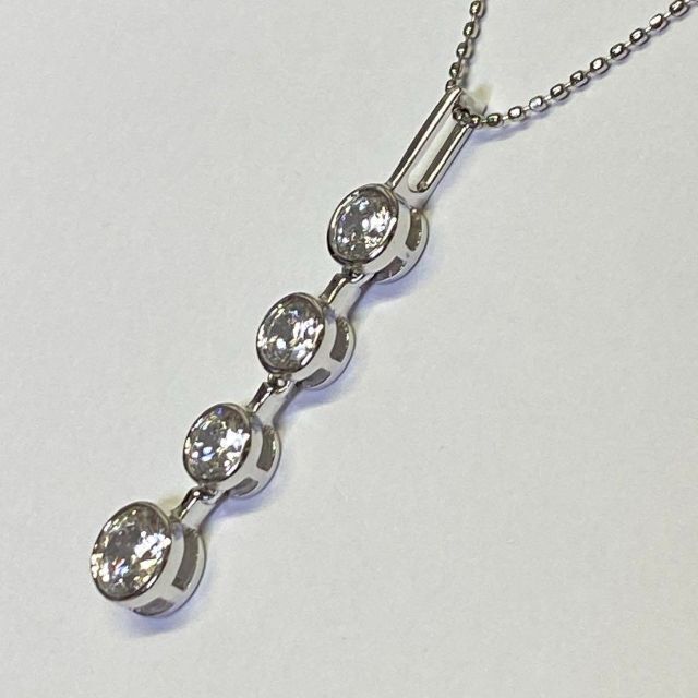 Pt850 キュービックジルコニア ペンダントネックレス 10K プラチナ