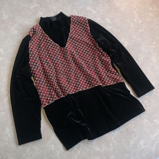 ロキエ(Lochie)のused レトロ レイヤード ベロア トップス古着 ヴィンテージ vintage(カットソー(長袖/七分))