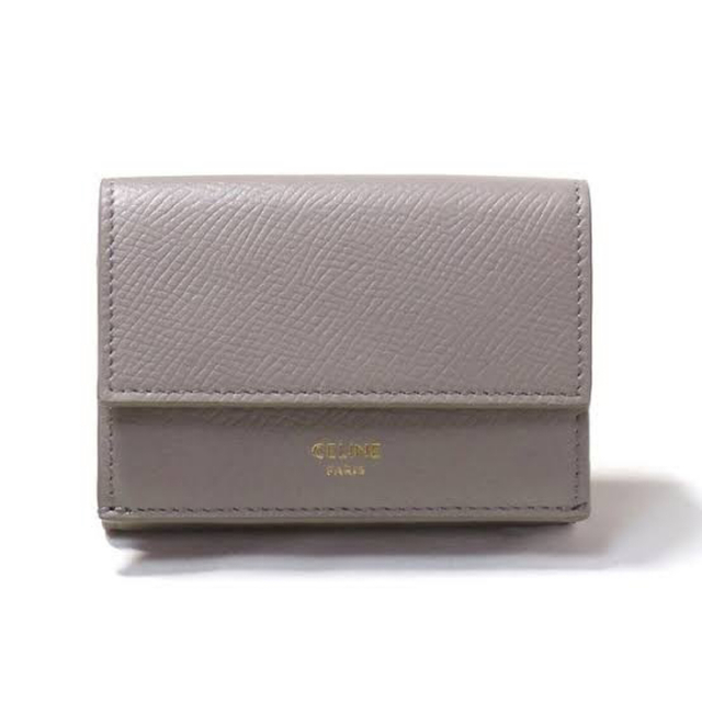 中古 CELINEミニ財布 三つ折り 【ペブル】 【おすすめ】 www
