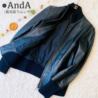 アンドエー(And A)の【ponchee様　専用】アンドエー ラムレザー レザージャケット ブラック(ライダースジャケット)