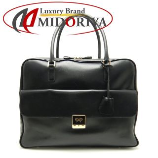 アニヤハインドマーチ(ANYA HINDMARCH)のアニヤ・ハインドマーチ Anya Hindmarch ボストンバッグ レザー ブラック  黒 / 058913【中古】(ボストンバッグ)