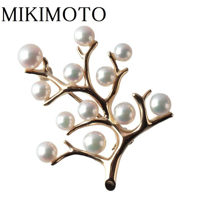 MIKIMOTO(ミキモト)のミキモト 幸福の木 パール ブローチ アコヤパール K18YG【9575】 レディースのアクセサリー(ブローチ/コサージュ)の商品写真