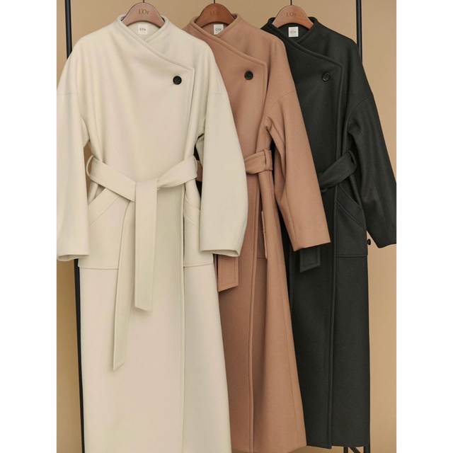 L´Orロル Wide Lapel Long Coat キャメル-