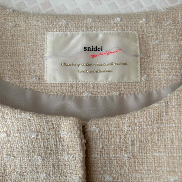 SNIDEL(スナイデル)のsnidel ツイード ノーカラーコート スプリングコート バルーン袖 サイズ1 レディースのジャケット/アウター(スプリングコート)の商品写真