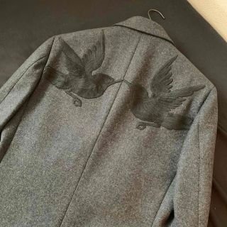 グッチ(Gucci)の【極美品】GUCCI 背面刺繍チェスターコート 46  M ダークグレー グッチ(チェスターコート)