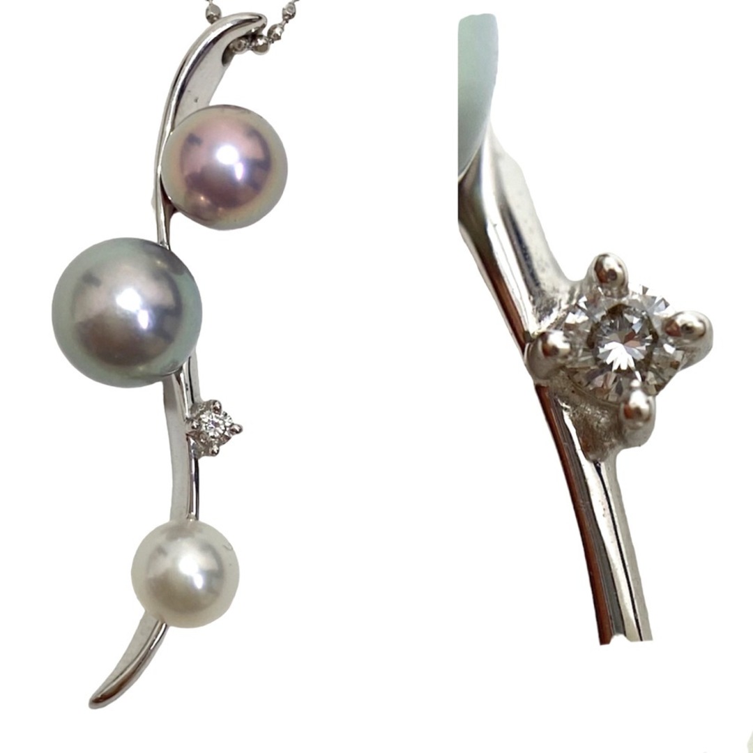 ネックレス ジュエリー アクセサリー 3Pパール ダイヤモンド0.02ct K18