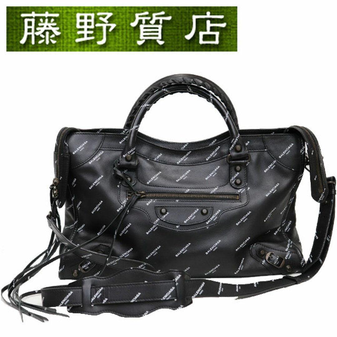 バレンシアガ BALENCIAGA クラシック シティ バッグ ロゴ 2way ショルダー  斜め掛け ハンドバッグ 黒×白 レザー 505550 8115商品名クラシックシティバッグ