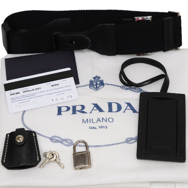 PRADA(プラダ)のプラダ PRADA 2way ブリーフ ケース ショルダー ブラック 書類バッグ メンズ 2VE305 レザー 黒 斜め掛け 8154 メンズのバッグ(ビジネスバッグ)の商品写真