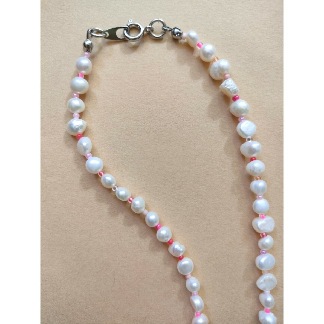 TODAYFUL(トゥデイフル)のpearl✕pink mixネックレス ハンドメイドのアクセサリー(ネックレス)の商品写真