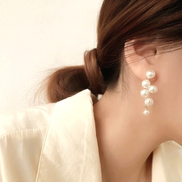 ꫛꫀꪝ◇インポートピアス◇ラスト1点◇パール×クリアクリスタル ...