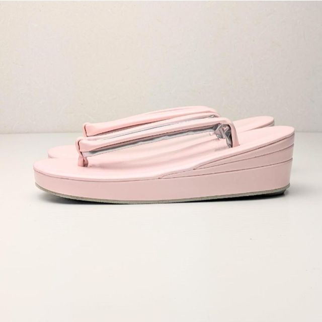 草履 振袖 小紋 エナメル ピンク×シルバー 三枚芯 3Lサイズ u27-2 レディースの靴/シューズ(下駄/草履)の商品写真