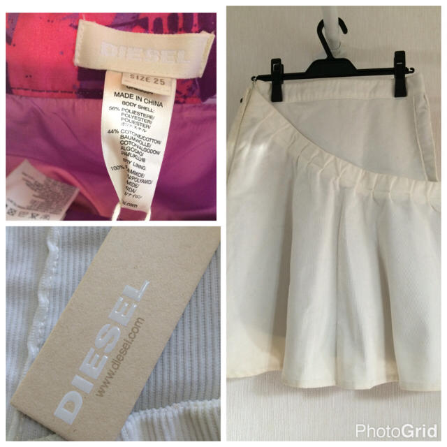 DIESEL(ディーゼル)の難新品ディーゼル 白コーデュロイ膝丈スカート レディースのスカート(ひざ丈スカート)の商品写真