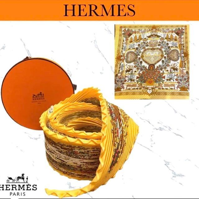 HERMES エルメス　カレ90      プリーツ　スカーフレディース