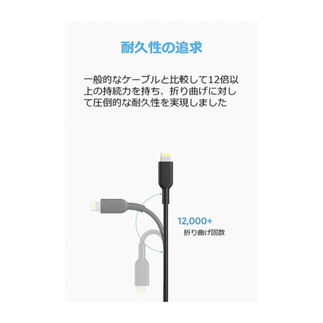 Anker(アンカー)の【未開封】Anker PowerLine II ライトニングケーブル 1.8m スマホ/家電/カメラのスマートフォン/携帯電話(バッテリー/充電器)の商品写真