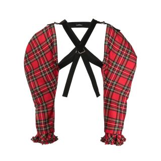 コムデギャルソン(COMME des GARCONS)のtricot COMME des GARCONS 赤チェック 付け袖(カーディガン)