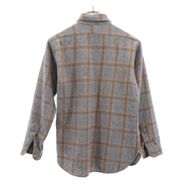 ペンドルトン 70s ヴィンテージ USA製 ウール100％ チェック柄 長袖 シャツ M グレー×茶 PENDLETON メンズ 【中古】  【230126】