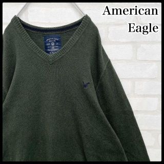 アメリカンイーグル(American Eagle)の【大人気】アメリカンイーグル 刺繍ロゴ コットンニットセーター カーキ XL(ニット/セーター)