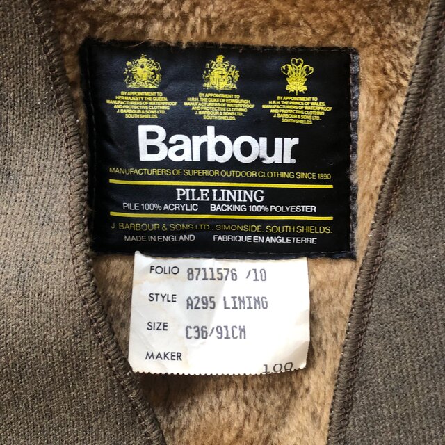 Barbour ライナー　ベスト　ファー メンズ　レディース　ビンテージ