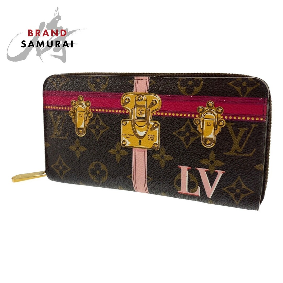 LOUIS VUITTON ルイヴィトン モノグラム サマートランク ジッピーウォレット ブラウン ピンク レザー M62616 長財布 ラウンドファスナー ラウンドジップ レディース 306855