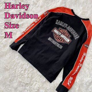 ハーレーダビッドソン(Harley Davidson)のハーレーダビッドソン　サイズＭ　薄手スエットトレーナー　両面ロゴバー&シールド(スウェット)