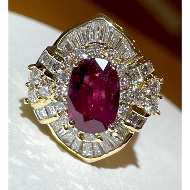 ☆K18 ルビー3.21ct&ダイヤ付きリング 指輪 鑑別書☆ - リング(指輪)