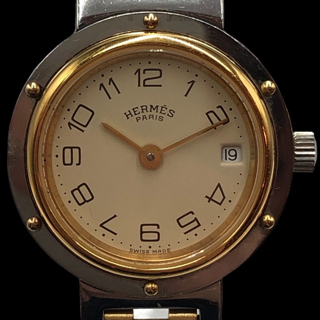 激安正規品 Hermes クリッパー デイト コンビ 腕時計 エルメス HERMES