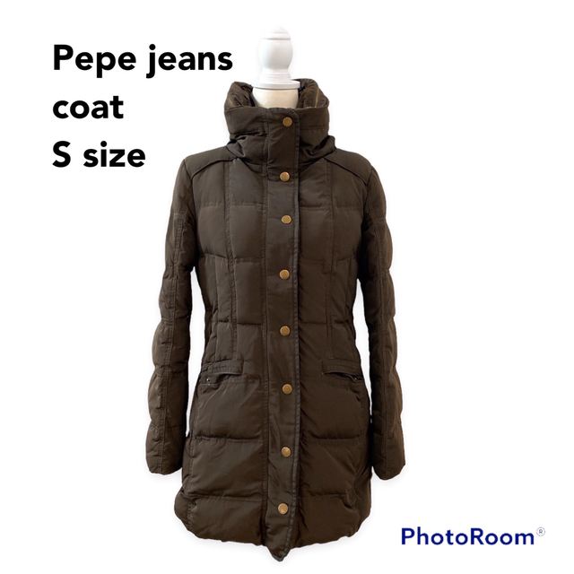 Pepe Jeans(ペペジーンズ)のぺぺジーンズ　ダウンコート　ロング丈　ダウン　茶色　細身シルエット　Sサイズ レディースのジャケット/アウター(ダウンコート)の商品写真