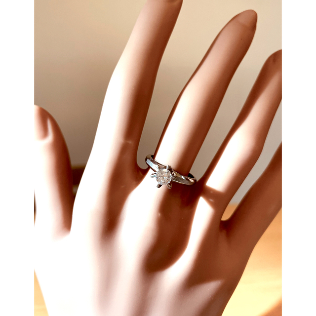 ☆Pt900 ダイヤ0.43ct立爪リング 指輪 鑑定書☆ レディースのアクセサリー(リング(指輪))の商品写真