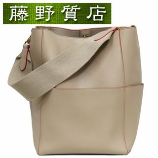 セリーヌ(celine)のセリーヌ CELINE サングル バケット ショルダー バケツ型 レザー × キャンバス ベージュ × 赤 8107(ショルダーバッグ)