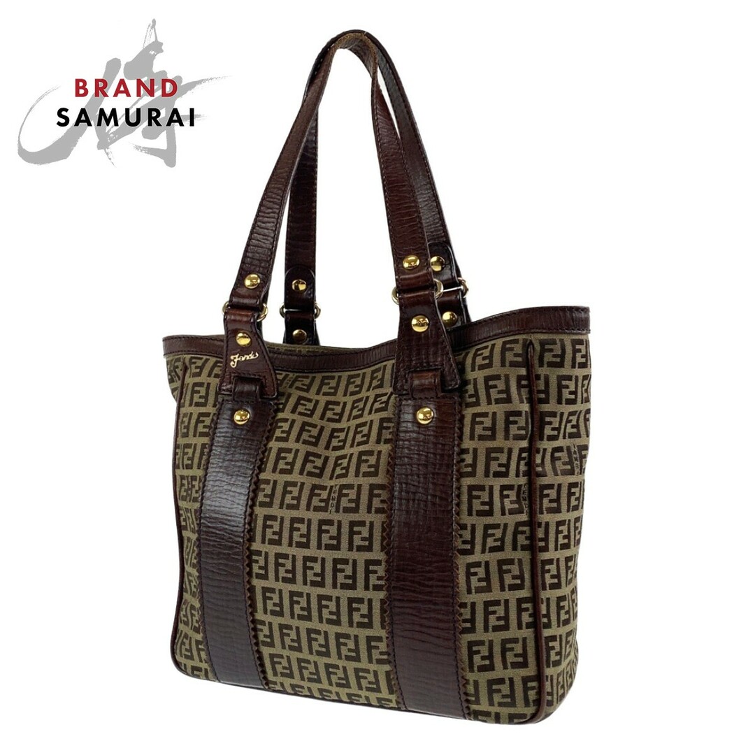 美品 FENDI フェンディ ズッキーノ FF柄 ブラウン キャンバス トート