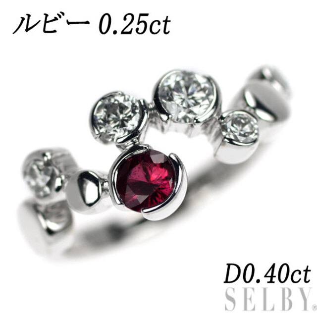 新発売 K18WG ルビー D0.40ct 0.25ct リング ダイヤモンド リング(指輪 ...