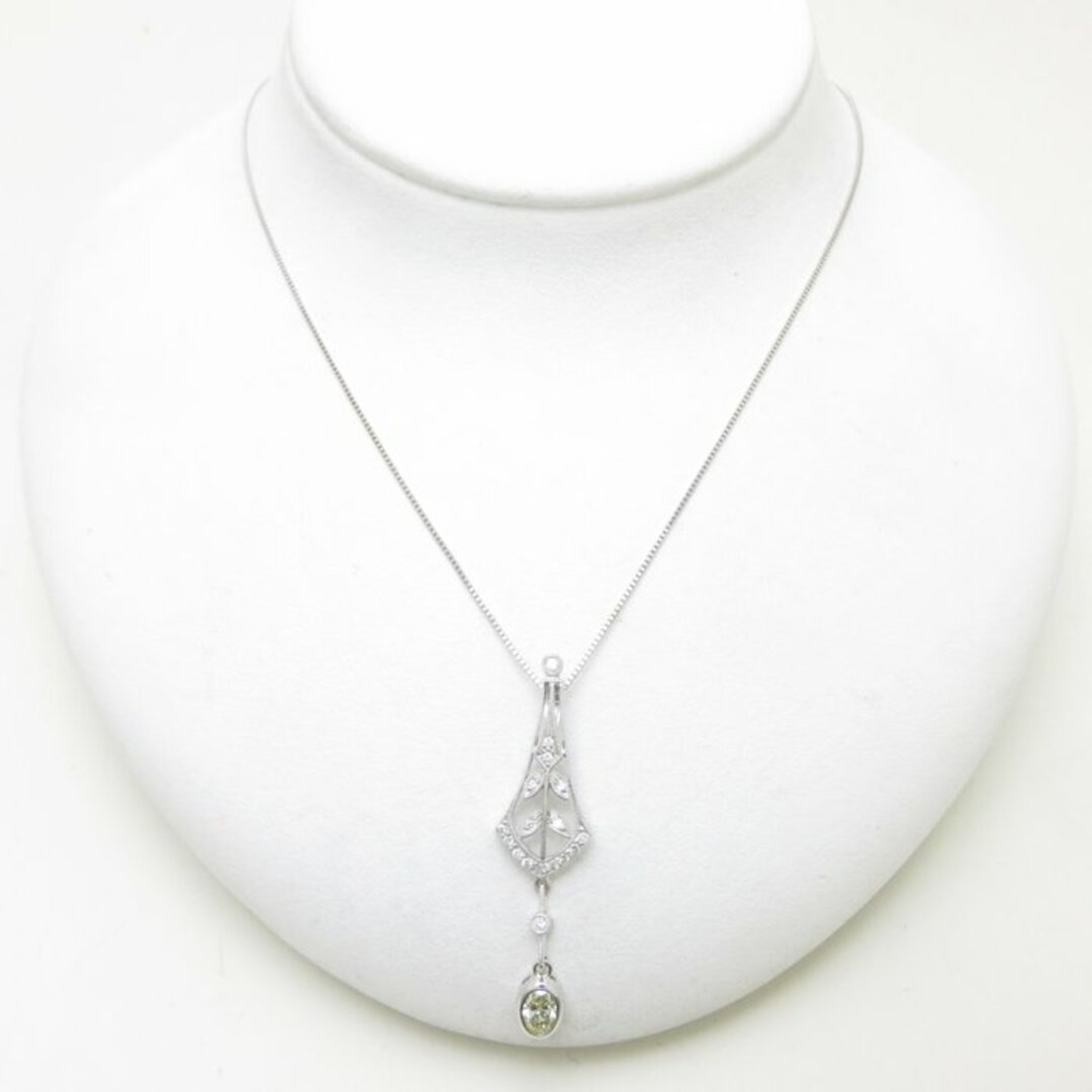 ダイヤモンド ネックレス イエローダイヤモンド0.373ct ダイヤモンド0.15ct K18WG ホワイトゴールド/74117【中古】【FJ】