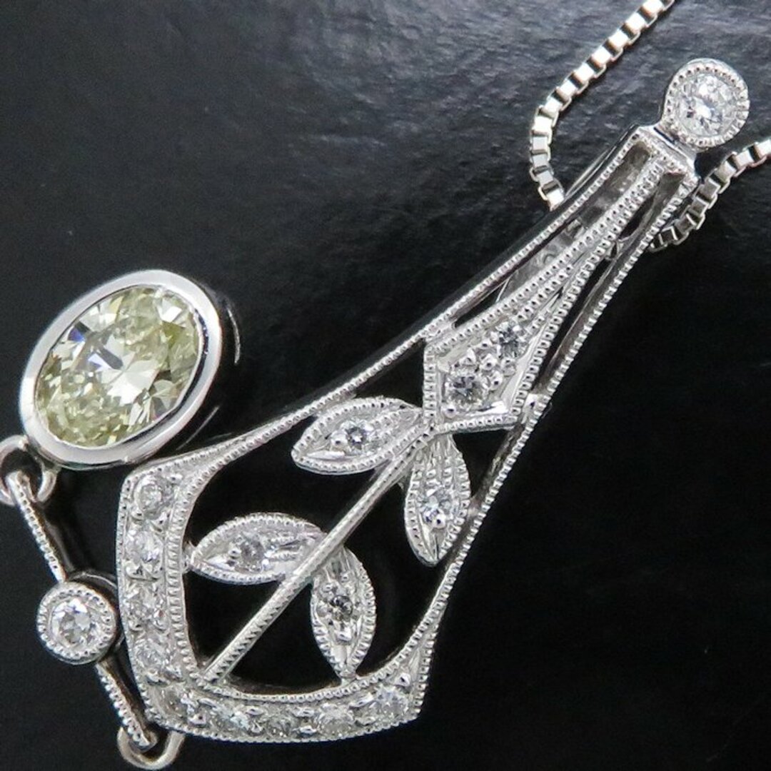 ダイヤモンド ネックレス イエローダイヤモンド0.373ct ダイヤモンド0.15ct K18WG ホワイトゴールド/74117【中古】【FJ】