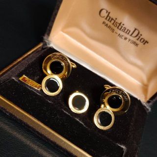 希少【極美品】Dior　ディオール　カフス・タイピンセット　ブルー　ゴールド