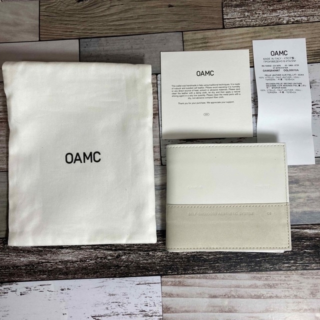 OAMC/二つ折り財布/レザー/ヌバック/牛革/白