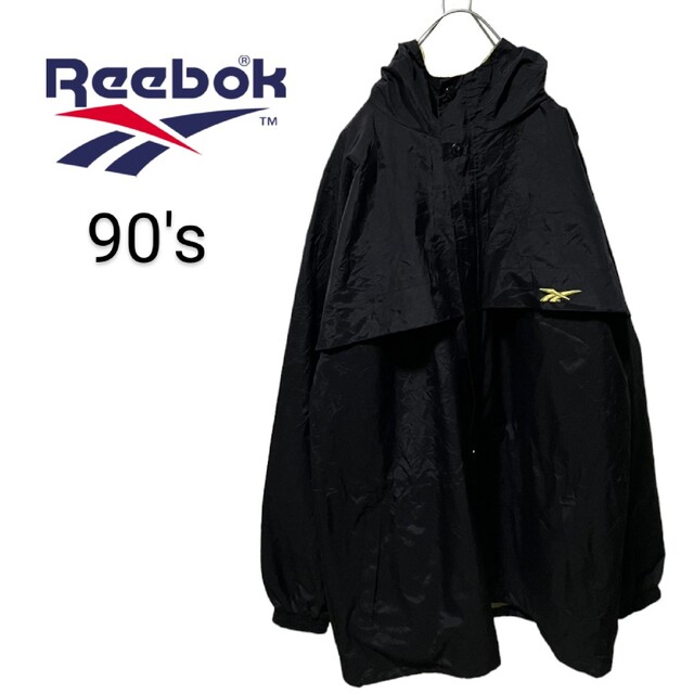 【Reebok】90's フード付 ロゴ刺繍ナイロンジャケット A-257リーボック○カラー