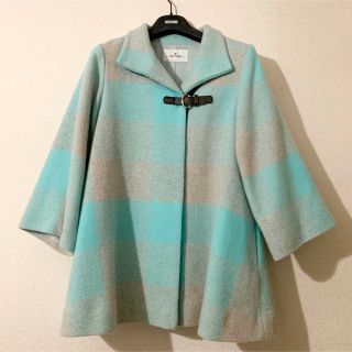 クレージュ(Courreges)の【Courreges】 最終価格 Aライン ハーフ コート チェック 水色(その他)