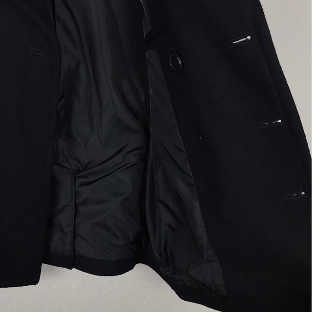 VANQUISH(ヴァンキッシュ)の美品 ヴァンキッシュ メルトンピーコート ブラック サイズS メンズのジャケット/アウター(ピーコート)の商品写真