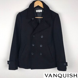 ヴァンキッシュ(VANQUISH)の美品 ヴァンキッシュ メルトンピーコート ブラック サイズS(ピーコート)