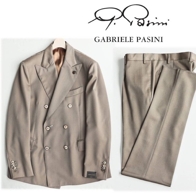 消費税無し Pasini Gabriele 《ガブリエレパジーニ》新品 50(W88) ダブルブレスト6Bスーツ イタリア製 セットアップ 