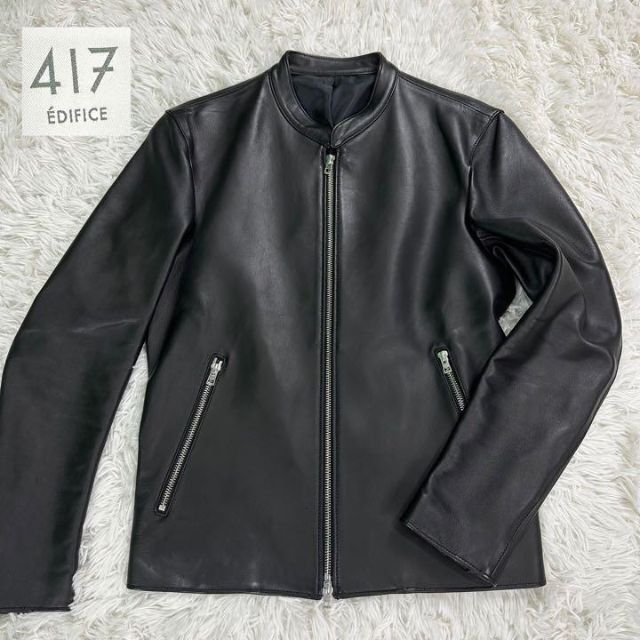 即日発送】417 エディフィス ライダース シングル ラムレザー ブラック-