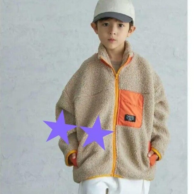 ラスト1点◆PAIRMANON STREET配色スタンドカラーボアブルゾン キッズ/ベビー/マタニティのキッズ服男の子用(90cm~)(ジャケット/上着)の商品写真