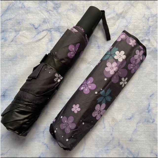 紫桜柄 折り畳み傘 日傘 雨傘 晴雨兼用 UVカット 軽量 台風 梅雨 遮光