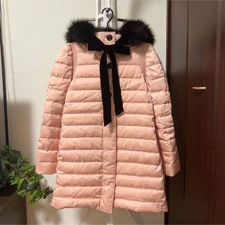 ミュウミュウ(miumiu)のmiu miu ミュウミュウ ダウンコート ピンク ファー フード 美品(ダウンコート)