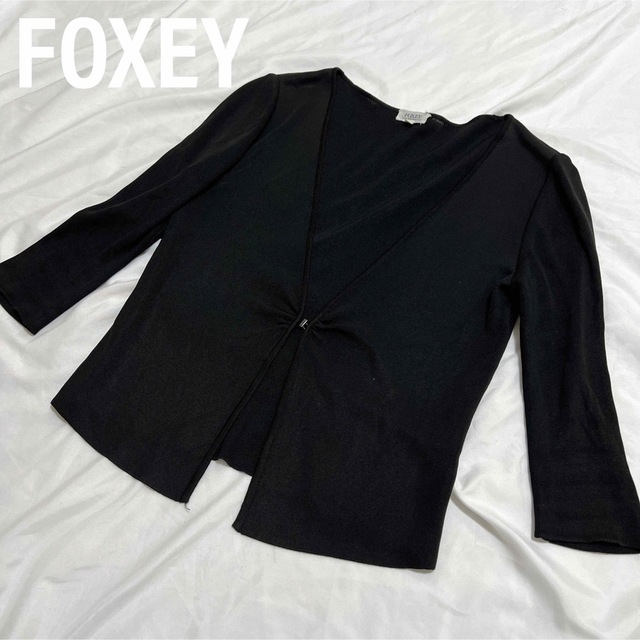 フォクシー Foxey カーディガン レーヨンニット ボレロ 羽織 ロゴ 【超