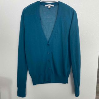 ユニクロ(UNIQLO)のUNIQLO ユニクロ　ライトVネックカーディガン　Sサイズ　ターコイズブルー(カーディガン)