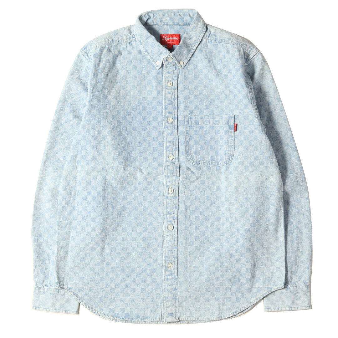 Supreme シュプリーム シャツ チェッカー柄 デニム ボタンダウンシャツ Checkered Denim Shirt 18AW ブルー M トップス カジュアルシャツ 長袖 【メンズ】