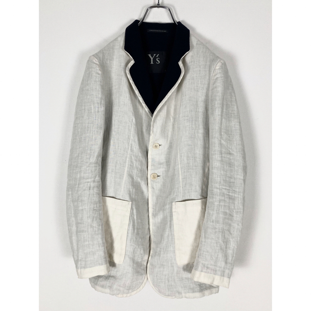 Y's - Y's 16AW リネン 異素材切替 リバーシブル 2Bジャケット 生成り